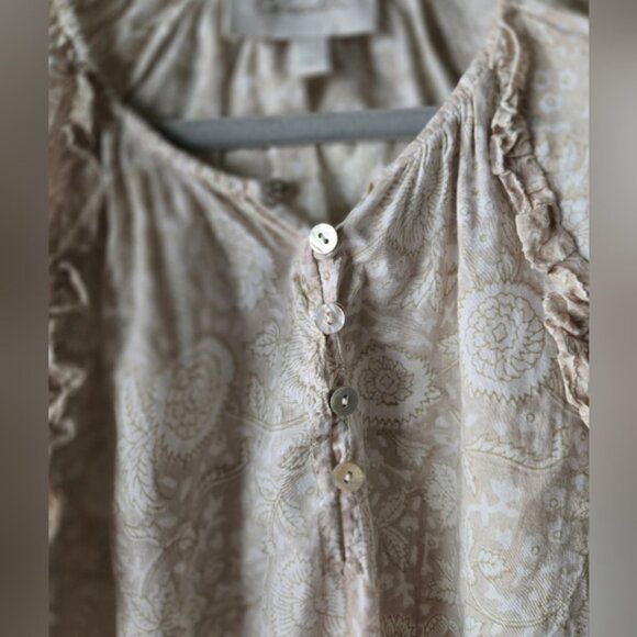 Cleobella Organic Cotton Puff Sleeve Blouse – Women’s Medium – Tan & Cream Flora - Picture 3 of 8